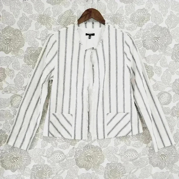 Anthropologie Drew Open front Striped fringe Women's Blazer M - Picture 1 of 8
